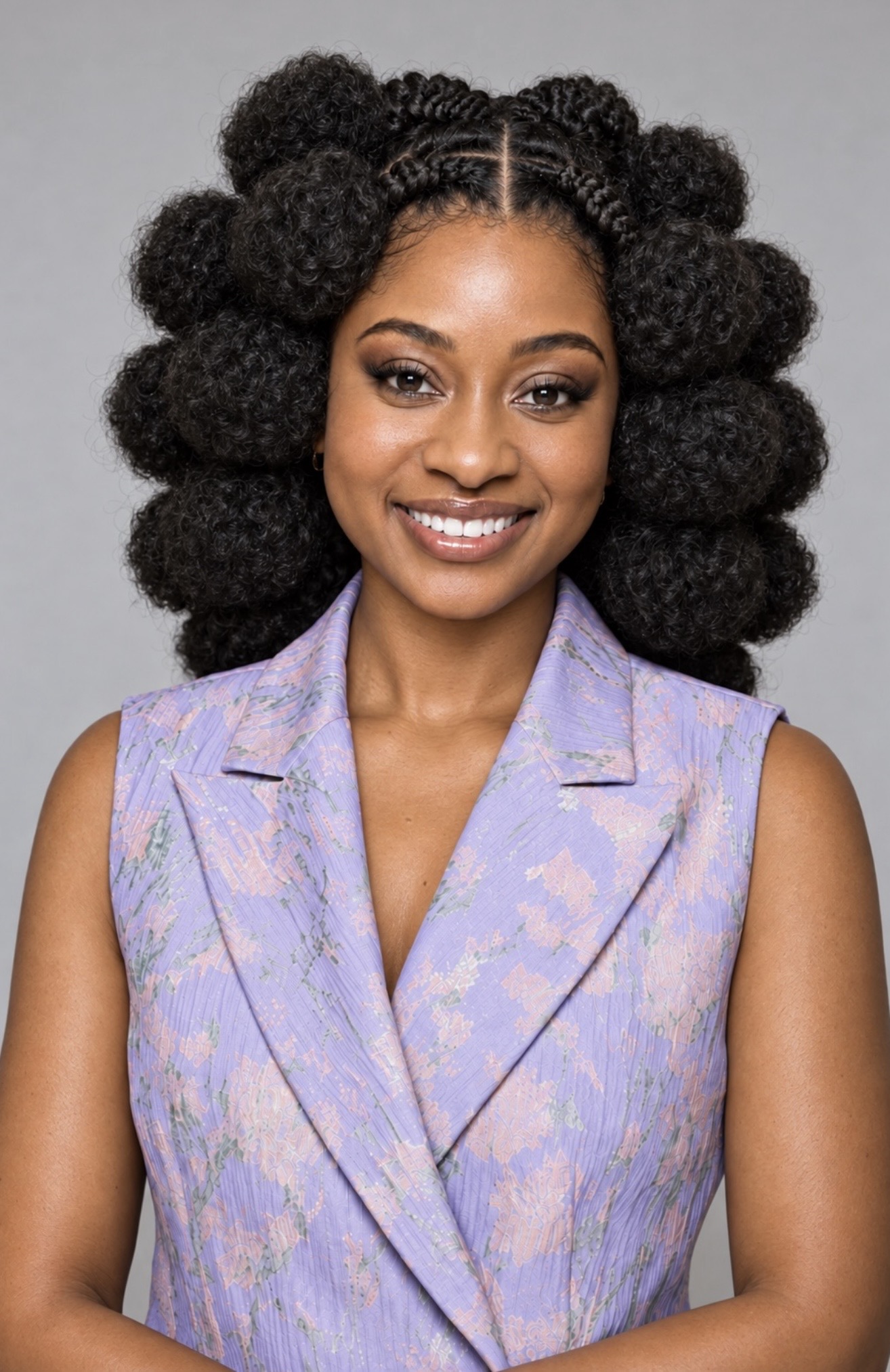 Portrait in a lilac floral vest